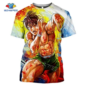 

SONSPEE Summer Fashion Men's t shirt Comic Grappler Baki Shirts Japan Boxing 3D Printed Tee Hip Hop Women Tops Men Anime T-shirt