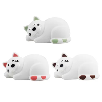 

Silicone Night Light Bedside Light Sleepy Cat Color Light Child Cute Night Light Bedroom Kid Light Gift Decompression Toy #20