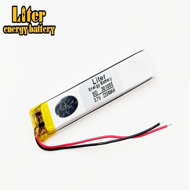 Литий-полимерные аккумуляторные батареи 3 7 в 220 мАч 301055 для Mp3 MP4 MP5 GPS PSP mobile bluetoot |