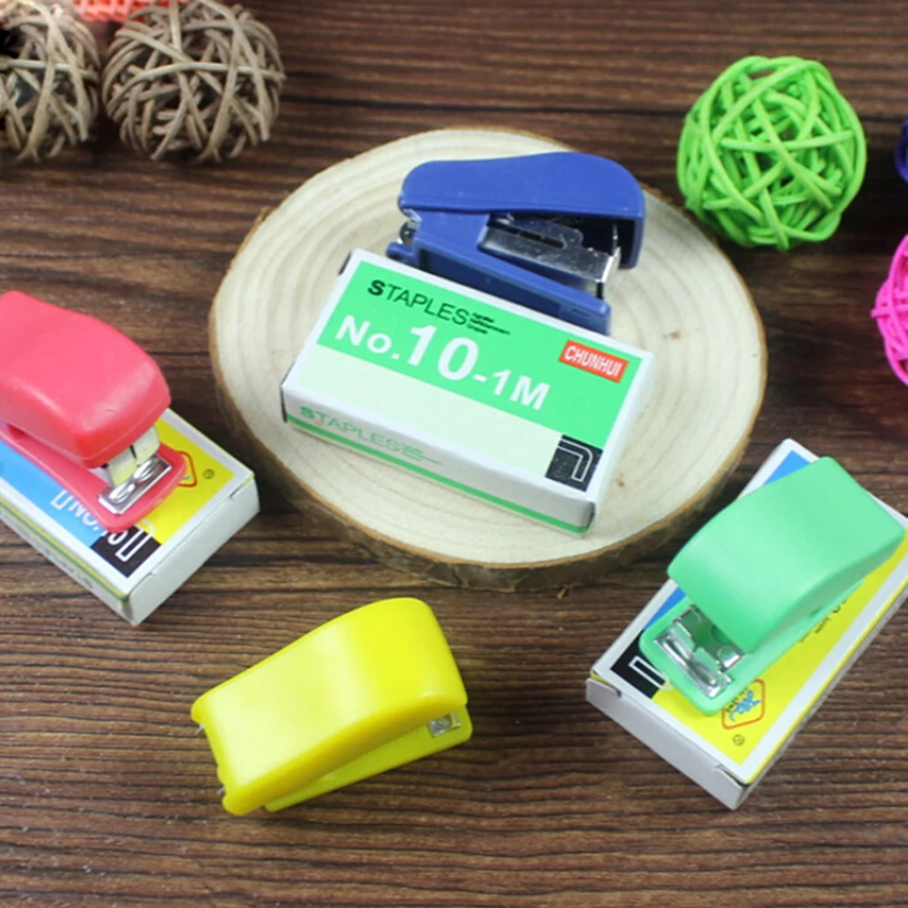 Mini Plastic Binder Stapler Set Kawaii Stationary with 50pcs Staples | Канцтовары для офиса и дома