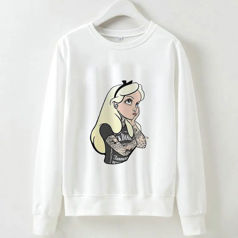 Модные женские толстовки в Корейском стиле, Kawaii, тату, принцесса, готический принт, толстовки, длинный рукав, Повседневный пуловер, топы, Sudadera Mujer