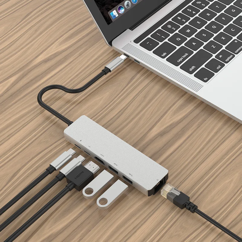 6 in 1 USB C HUB Type C to HDMI 4K USB 3.0 Adapter Thunderbolt 3 Adapter For Macbook Samsung Galaxy S10 Huawei P30 Pro USB-C HUB