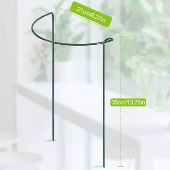 

Plant Support Stake 8-Pack Half Round Metal Garden Plant Supports Green Garden Plant Support Ring Garden Border 21X35cm