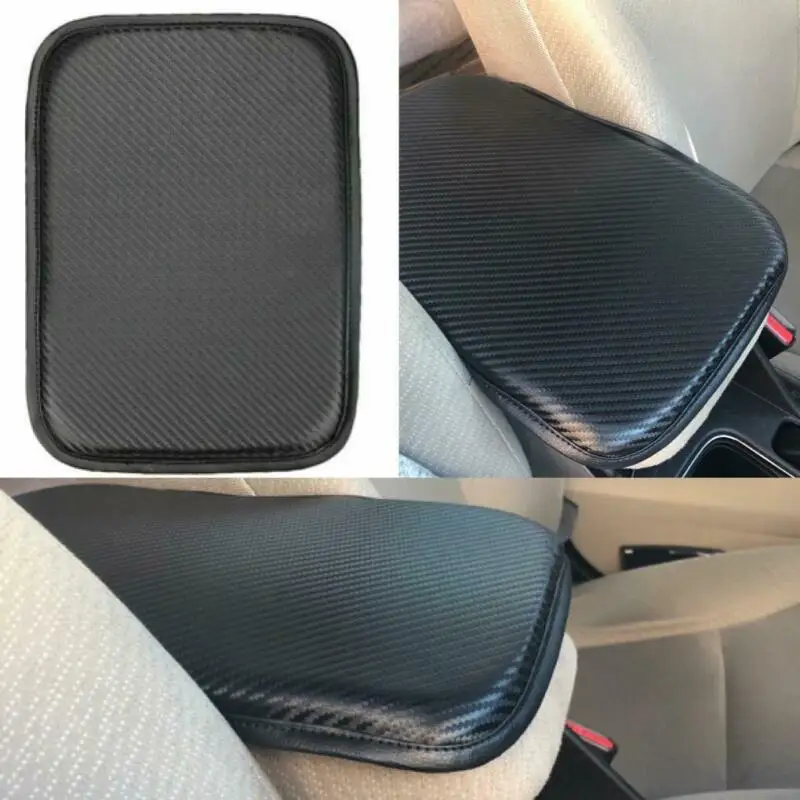 

Universal Car Armrest Pad Cover Center Console Carbon Fiber Look PU Leather Smooth Surface The Best Gift For Car Lovers