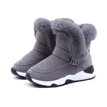 

Fashion Plus Velvet Warm High Boots For Winter Girls Suede Leather Kids Platforms Snow Boots Children'S Waterproof Cotton Shoes