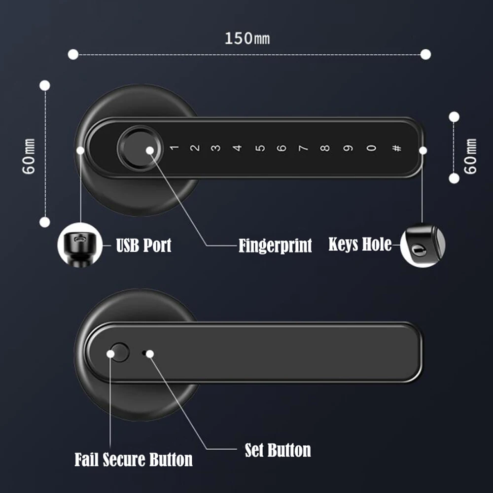 TTLock/tuya APP Smart Fingerprint Lock password code Door Lock Bluetooth Biometr