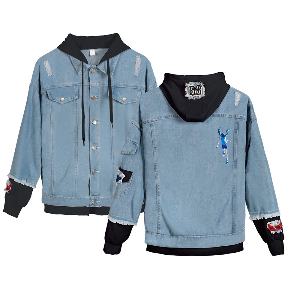 Autumn Denim Jacket denim jacket for men Japanese anime weather son Print Jacket Male Jean Coats And Jackets Outwear Harajuku