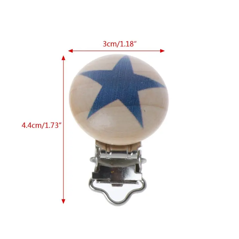 

5pcs Pacifier Clips Round Wooden Clip Charms For Baby Pacifier Chain Teether Toy GXMB