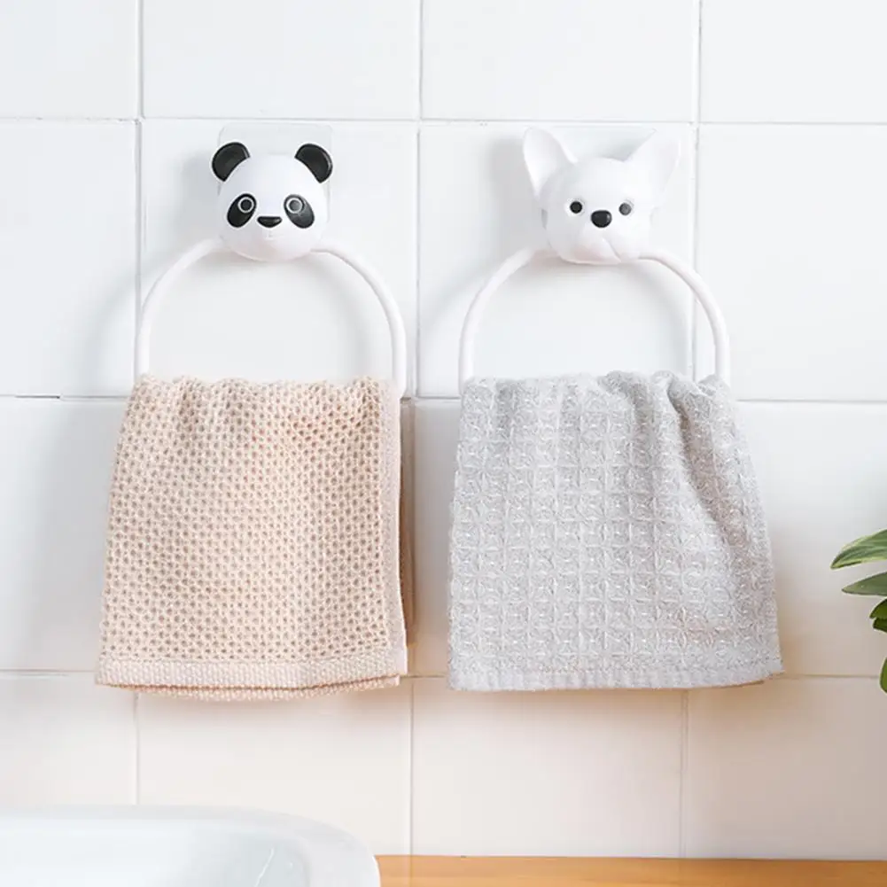 Towel Bars Fashion Hone Ring Panda Puppy Storage Rack Cartoon Rags Holder Bathroom