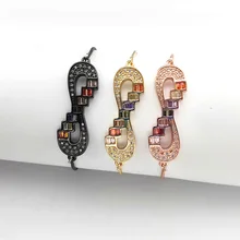 10 шт. Романтический высококачественный микро проложить Радуга CZ Кристалл фигура 8 браслет для женщин ювелирные изделия подарок BG332