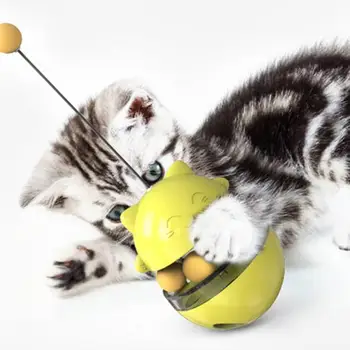 

Interactive Cat Food Treat Ball Toy Funny Pet Shaking Leakage Food Container Puppy Cat Slow Feed Ball with Cat Self Teaser Stick