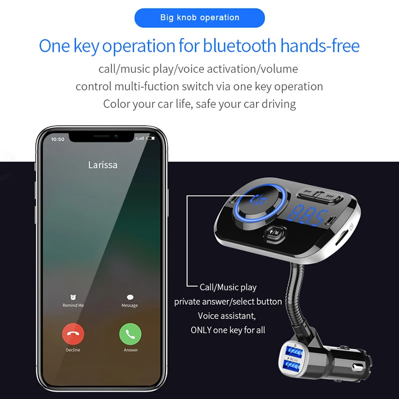 Bluetooth fm-передатчик, беспроводной автомобильный fm-модулятор, Автомобильный MP3-плеер, автомобильный комплект, Bluetooth автомобильное зарядное устройство, светильник