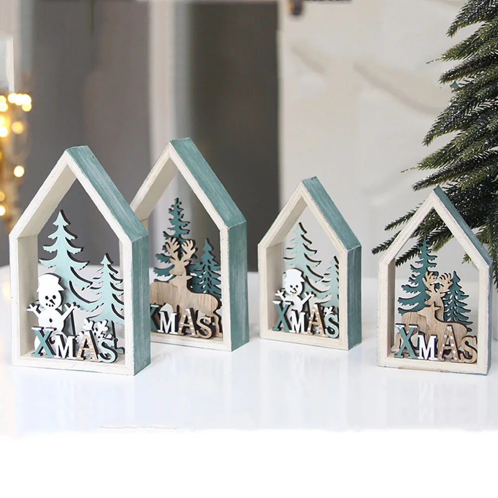 Рождественский подарок настольный деревянный Декор для дома в стиле макарон, вечерние украшения для дома, рождественские новогодние милые рождественские украшения#20