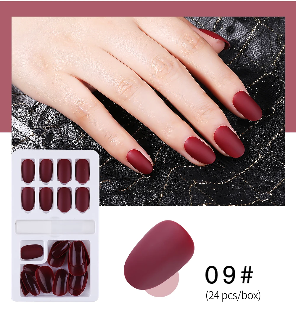 PinPai 24 Pcs/Set Shining False Nail Tips Reusable Full Cover Artificial Fake Tips Nails Press On Nails Art Fake Extension Tips