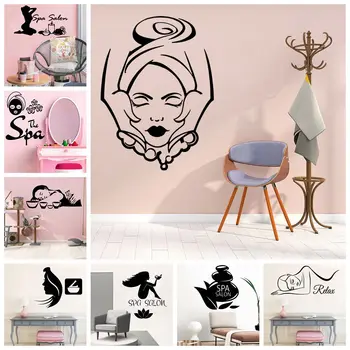 Online Kreative Spa Salon Self Adhesive Vinyl Wand Aufkleber Für Schönheit Salon Zimmer Wand Aufkleber Wandbild Mädchen Salon Decals Tapete