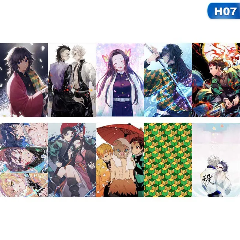 7 Набор стикеров для карт Kimetsu No Yaiba аниме, сделай сам, водостойкая наклейка для карт, Классическая наклейка s 10 шт - Цвет: 7
