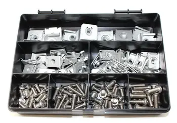 

New 100PCS Boxed U-shaped Nut+Stainless Steel Bolt Fasteners Clip Bolts And Nuts For Car Interior Panel High Quality M5 M6