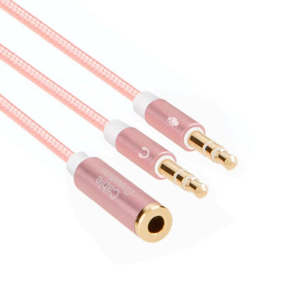 3 5mm Female to 2 Dual 3 5mm Male Headphone Mic Audio Y Splitter with 3 5mm Audio Jack CTIA to OMTP Adapter Black Rose 0 2 M