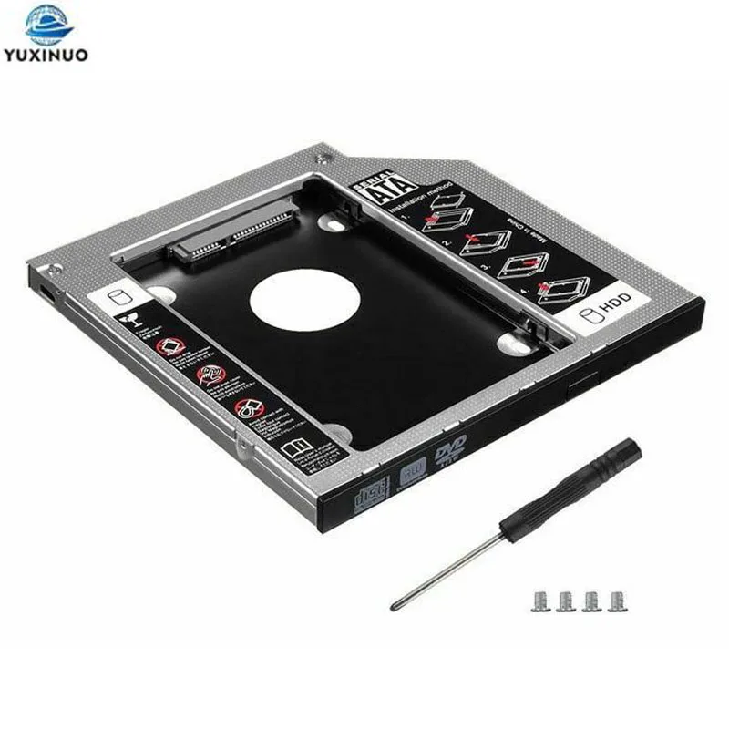 2nd HDD Caddy Optibay 9.5mm 12.7mm SATA 3.0 III 2.5 SSD HD Hard Disk Drive Enclosure Case Box for Laptop CD DVD ROM Optical Bay universal sata 2nd hdd hd ssd enclosure hard drive caddy case tray for 9 5mm laptop cd dvd rom optical bay drive slot