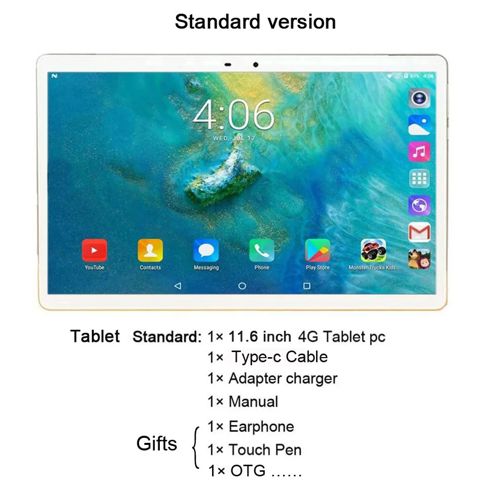 Обновленный полностью подключенный тонкий и светильник 2 в 1 планшетный ноутбук с клавиатурой ультрабук Android 4G LTE MTK6797 10 ядер 256GB - Комплект: Only Tablet PC