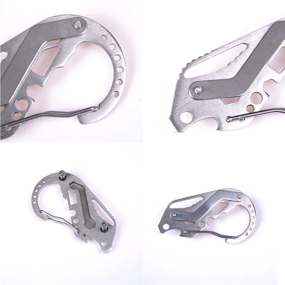 Multi Tools Key Holder Clip Wrench Quickdraw Carabiner Stainless With Bottle Opener Stainless Steel EDC Keychain