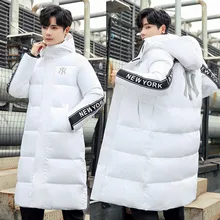 Стиль, хлопковая стеганая одежда, мужская, средней длины, выше колена, толстая, корейский стиль, пуховик, хлопковая стеганая одежда, хлопок