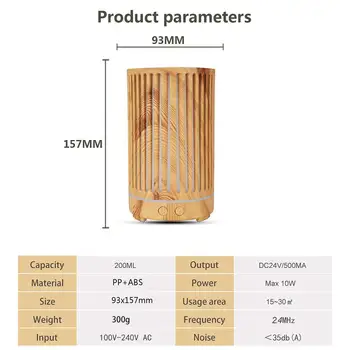 

Wave Wood Grain Air Humidifier Hollow Aroma Diffuser Ultrasonic Silent Oil Humidifier Household Essential Atomizer Q1J1