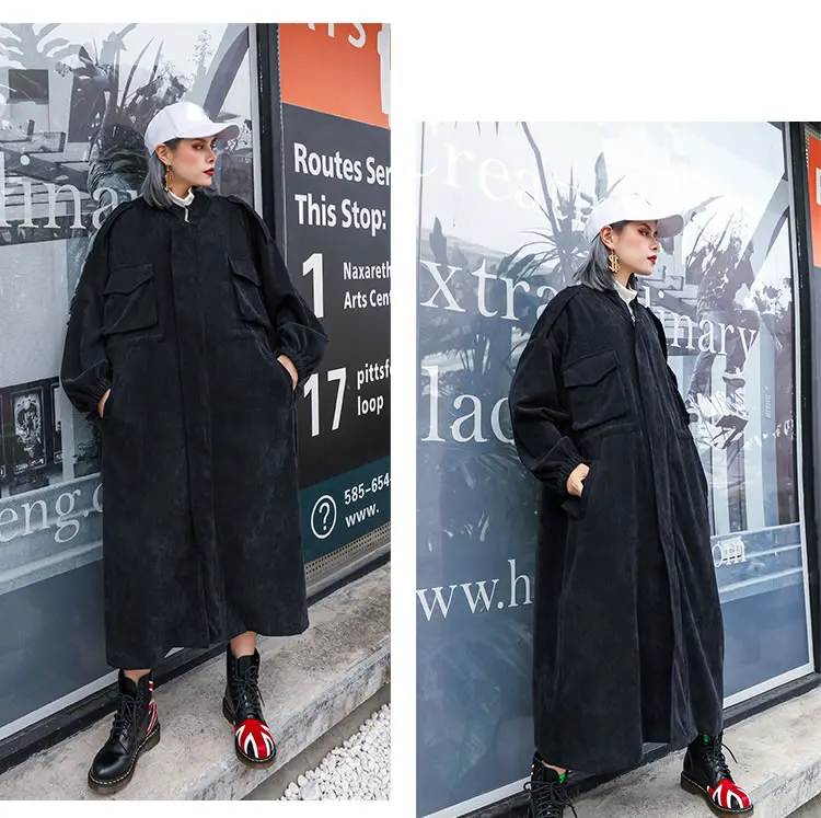 XITAO X длинный плащ большого размера женские модные новые осенние Элегантные карманные черные свободные маленькие свежие повседневные стильные пальто WLD2509