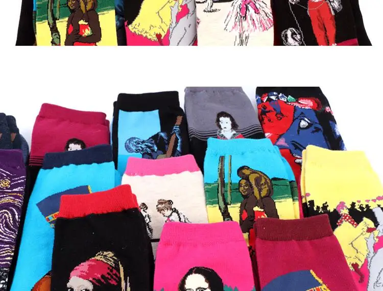 Горячая Прямая поставка осень зима ретро женские новые художественные Ван Гог Фреска всемирно известная серия масляной живописи мужские носки забавные носки SA-8