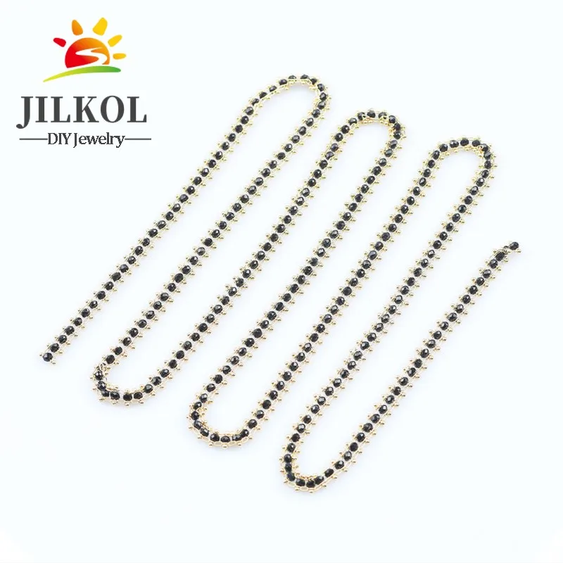 Handmade Gold Color Stainless Steel Wire Wrapped Rosary Faceted Stone Chain Beads for Bracelets Necklace Ankles Jewelry Making