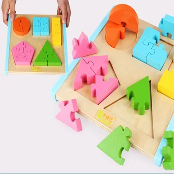 

Shape Splice Baby Toy Early Learning Wood Mathematical Development Intelligence Fraction Board Kids Wooden Education Puzzle Toy