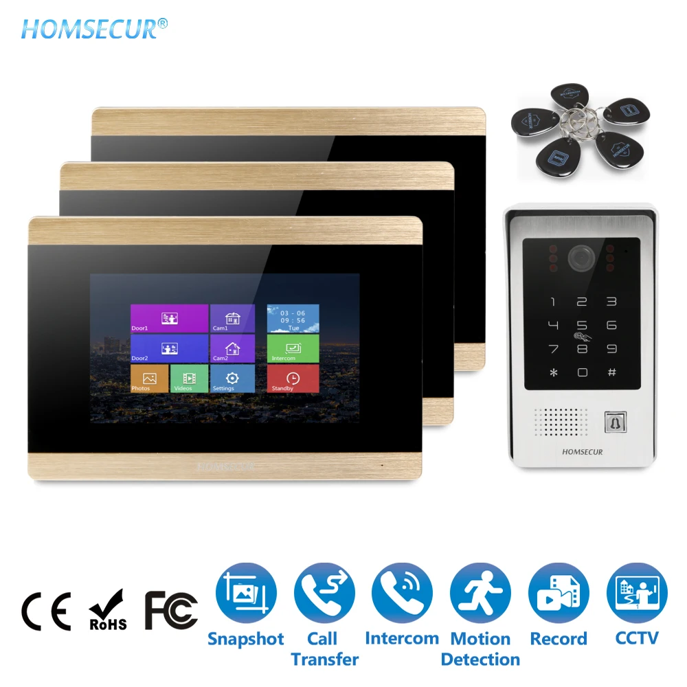 HOMSECUR 4 Wire 7\ Video Door Intercom Call System RFID Password Unlock IP65 Camera Call Transfer Recording Motion Detection HOMSECUR 4 Wire 7\ Video Door Intercom Call System RFID Password Unlock IP65 Camera Call Transfer Recording Motion Detection