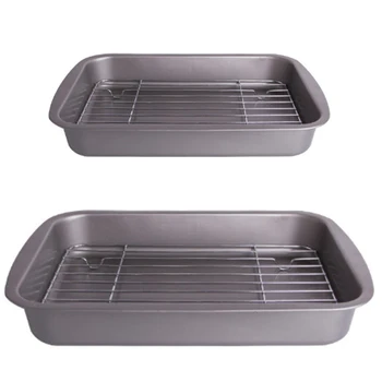 

Baking Tray with Removable Cooling Rack Set Baking Pan Sheet Used for Oven Non Sticky Baking Tray Bread Barbecue Mesh Rack Oil F