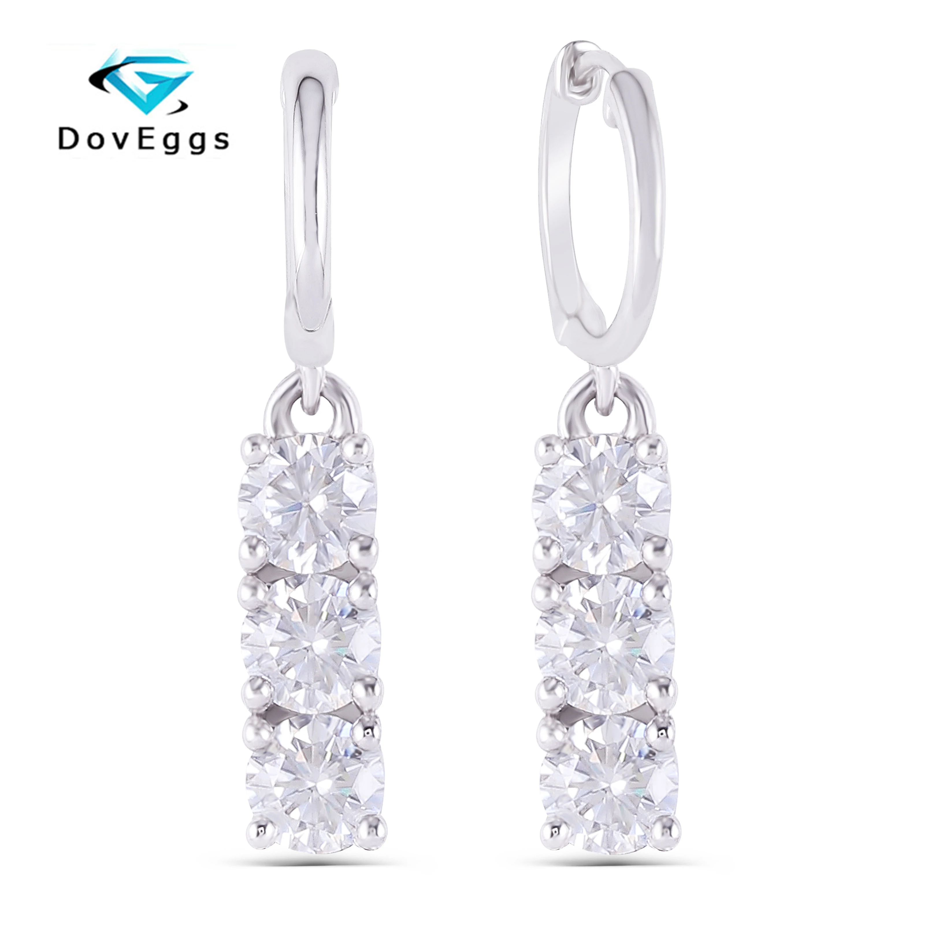 DovEggs Классический стерлингового серебра 925 1.2CTW 3 5 мм GH цвет Moissanite Висячие серьги