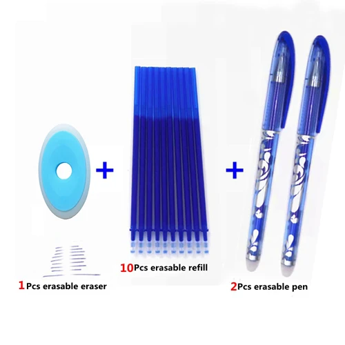 Набор стираемых ручек 0,5 мм, синие, черные, гелевые ручки для письма, моющиеся ручки для школы, офиса, канцелярские принадлежности - Цвет: 13Pcs blue