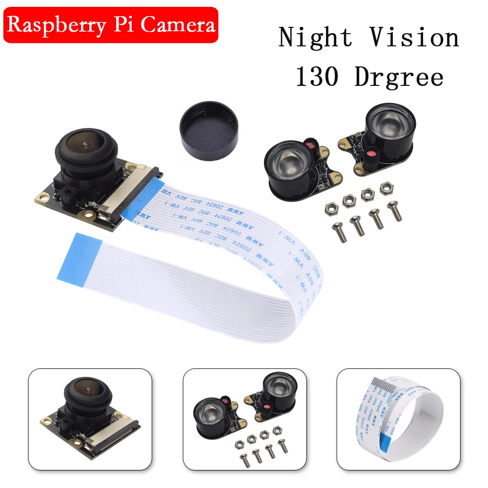 Raspberry Pi 3 камера ночного видения рыбий глаз 5MP OV5647 130 градусов фокусное расстояние регулируемая камера для Raspberry Pi 4 3 Модель B Pi 4B 3B