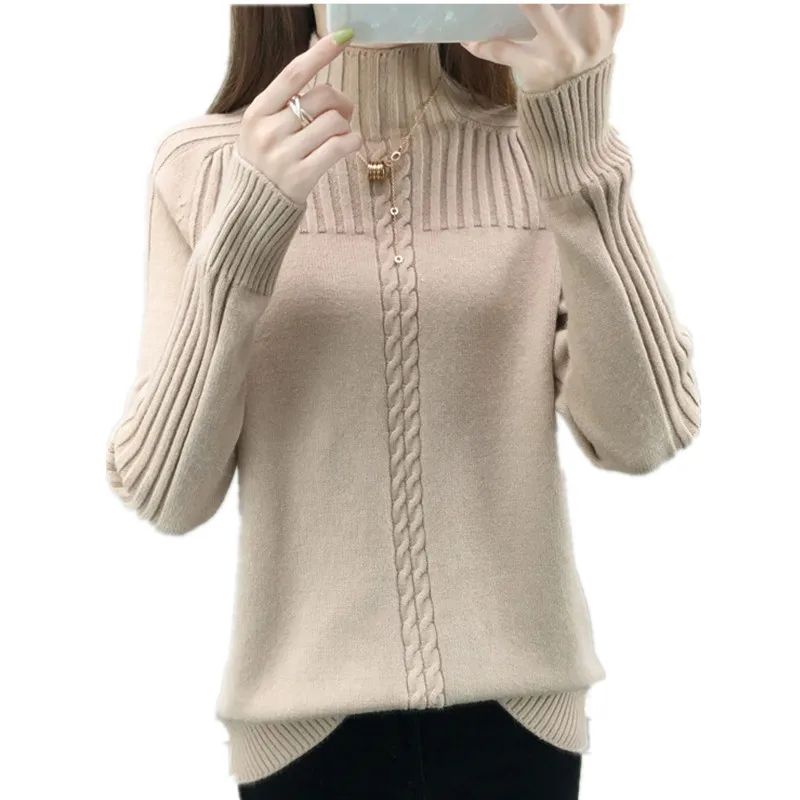 New Large size Women Half turtleneck sweater Knitted pullover female Autumn winter warm black Tops | Женская одежда