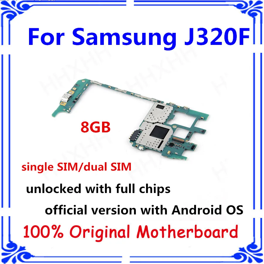 

Tested motherboard for Samsung Galaxy J3 J320F mother logic board single/dual sim Android 8gb unlocked with chip Panel mainboard