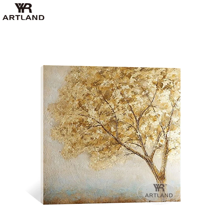 

Beautiful pictures for home decoration Hand painted abstract gold trees landscape wall art picture poster for living room sofa