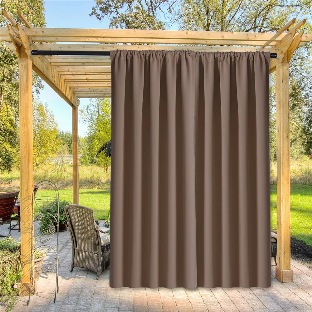 Waterproof Outdoor Blackout Curtain Panel, Monochromatic, Thermal Insulated and UV Protection, Rod Pocket, Patio or Balcony 2