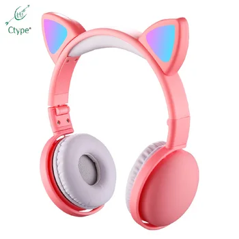 

Ctype Glowing Bluetooth Headset Mobile Phone Stereo Foldable Cartoon Wireless Cat Ear Children S523 Headphones