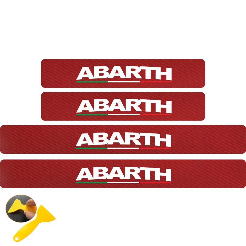 Red and white ABARTH С итальянским флагом карбоновое волокно автомобильный протектор порога наклейка s Антифрикционная наклейка для Fiat Punto Abarth 500 автомобильный Стайлинг - Название цвета: Red and white