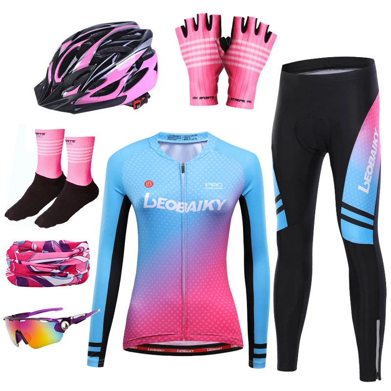 Women Cycling Set Pro Team Racing Bike Clothing Mtb Jersey Pants Long