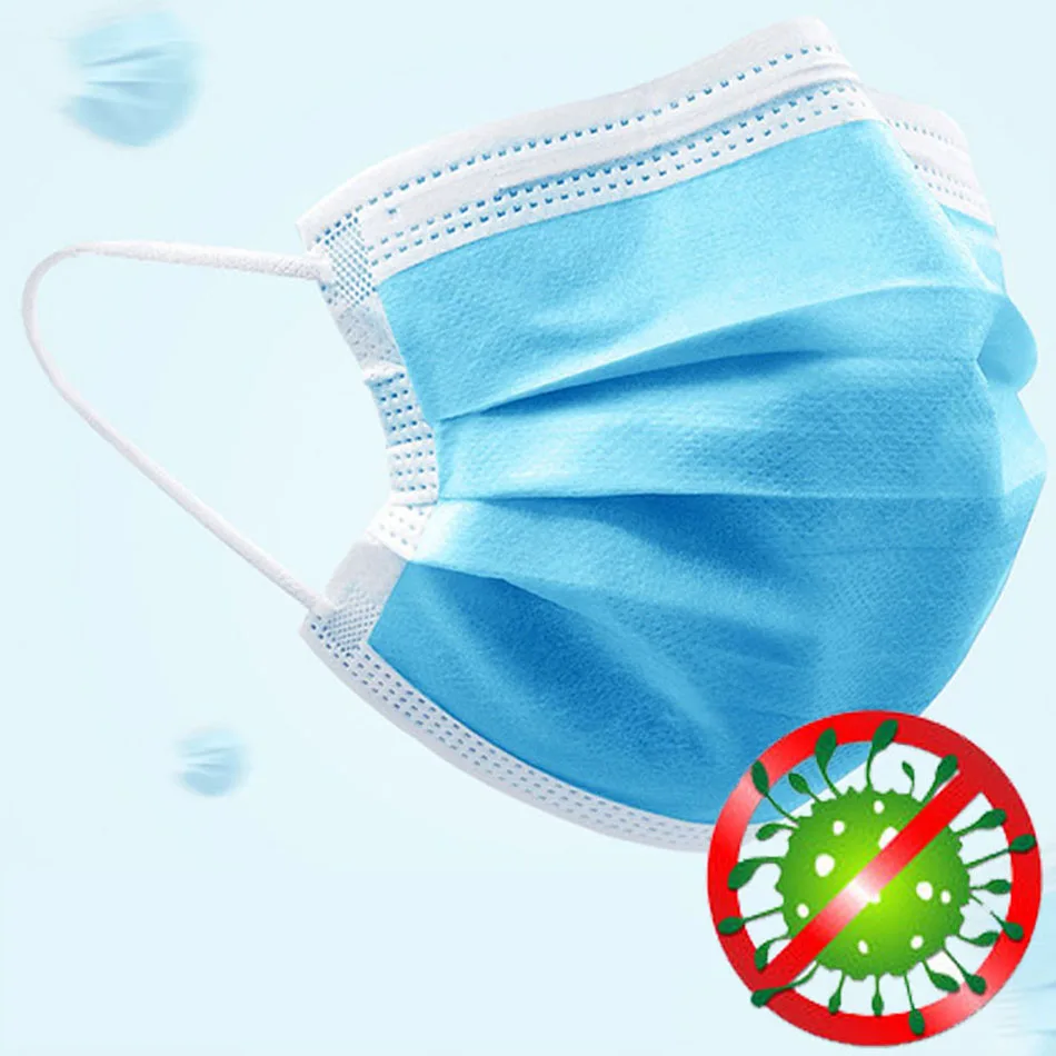 

100pcs Disposable Mask Anti-virus Anti Haze and Dustproof Three-layer Mask Non-woven Melting Spray Daily Protective Dropshipping