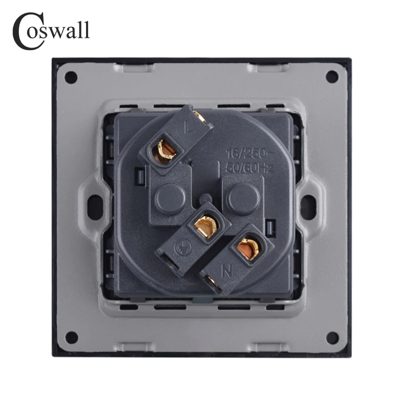 COSWALL-Interruptor de pared R11, conmutador con panel de vidrio blanco,  enchufe europeo, cargador USB, TV