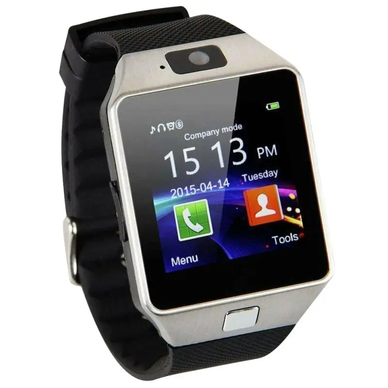 Умные часы с сенсорным экраном dz09 с камерой Bluetooth наручные часы SIM карты Smartwatch для Ios Android телефонов Поддержка нескольких языков - Цвет: Sliver 1battery