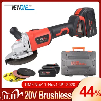 

NEWONE 20V Brushless Angle Grinder M10/14 Cutting Grinding Metal Wood Cordless Electric Grinder Machine Angular Power Tool