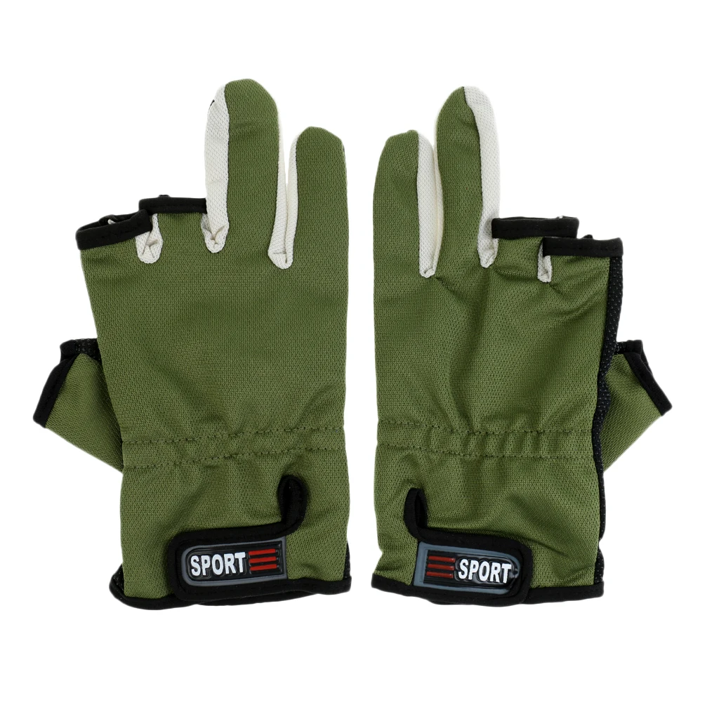 1 Pair Anti Slip 3 Low Cut Finger Fishing Gloves With Adjustable Wrist Strap Fishing Gloves for Fishing Camping 