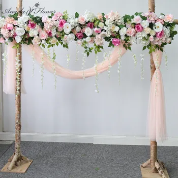 

Custom Pink Wedding Floral Arrangement Wedding Arch Artificial Corner Flower Vine Window Shopping Mall Party Home Decoration DIY