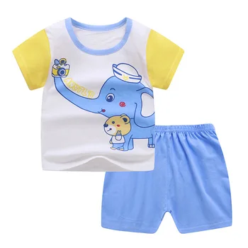 

ZWY210 new boys short sleeve clothing set Boy cotton character print T-shirt + pants 2 pieces Children clothes suit 3-10 years